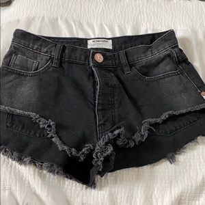 1 teaspoon size one raw hem denim black shorts